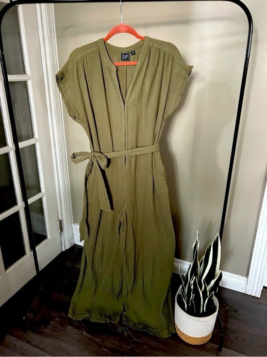 GAP Pants - Gap Green Gauze Belted Jumpsuit (14 Tall)